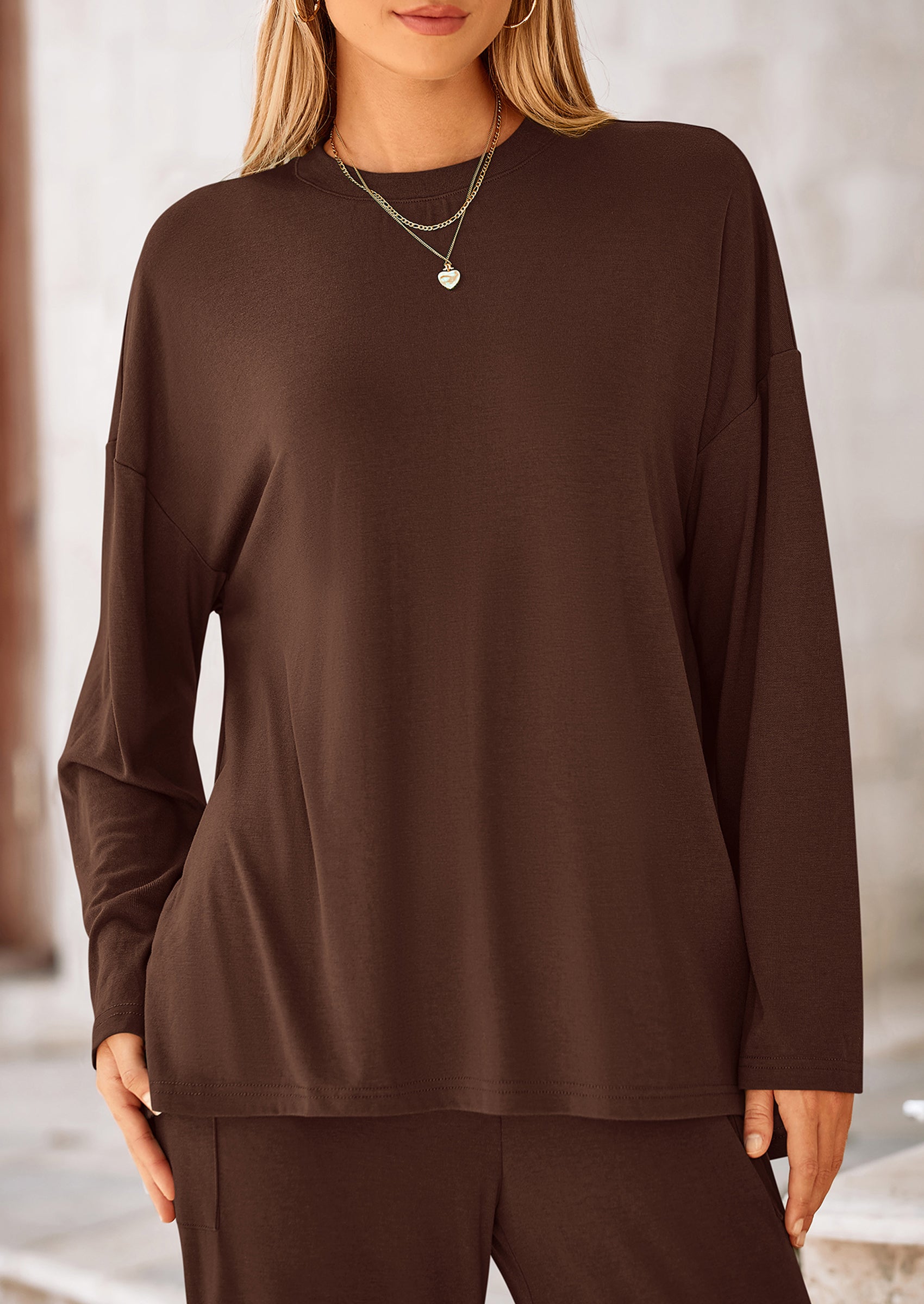 PRETTYGARDEN Women's Two Piece Lounge Sets Matching Long Sleeve Shirts Wide Leg Pants Tracksuits Travel Outfits Fall Clothes