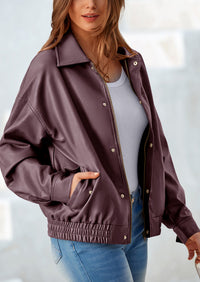 PRETTYGARDEN Women's Faux Leather Motorcycle Jacket Trendy Fall Spring Clothes Oversized Zip Up Winter Coat Outerwear