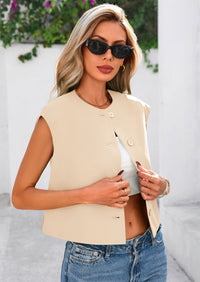 PRETTYGARDEN Women's Summer Suit Vest Dressy Casual Crop Tops Business Work Office Clothes Trendy Blazer Waistcoat PRETTYGARDEN