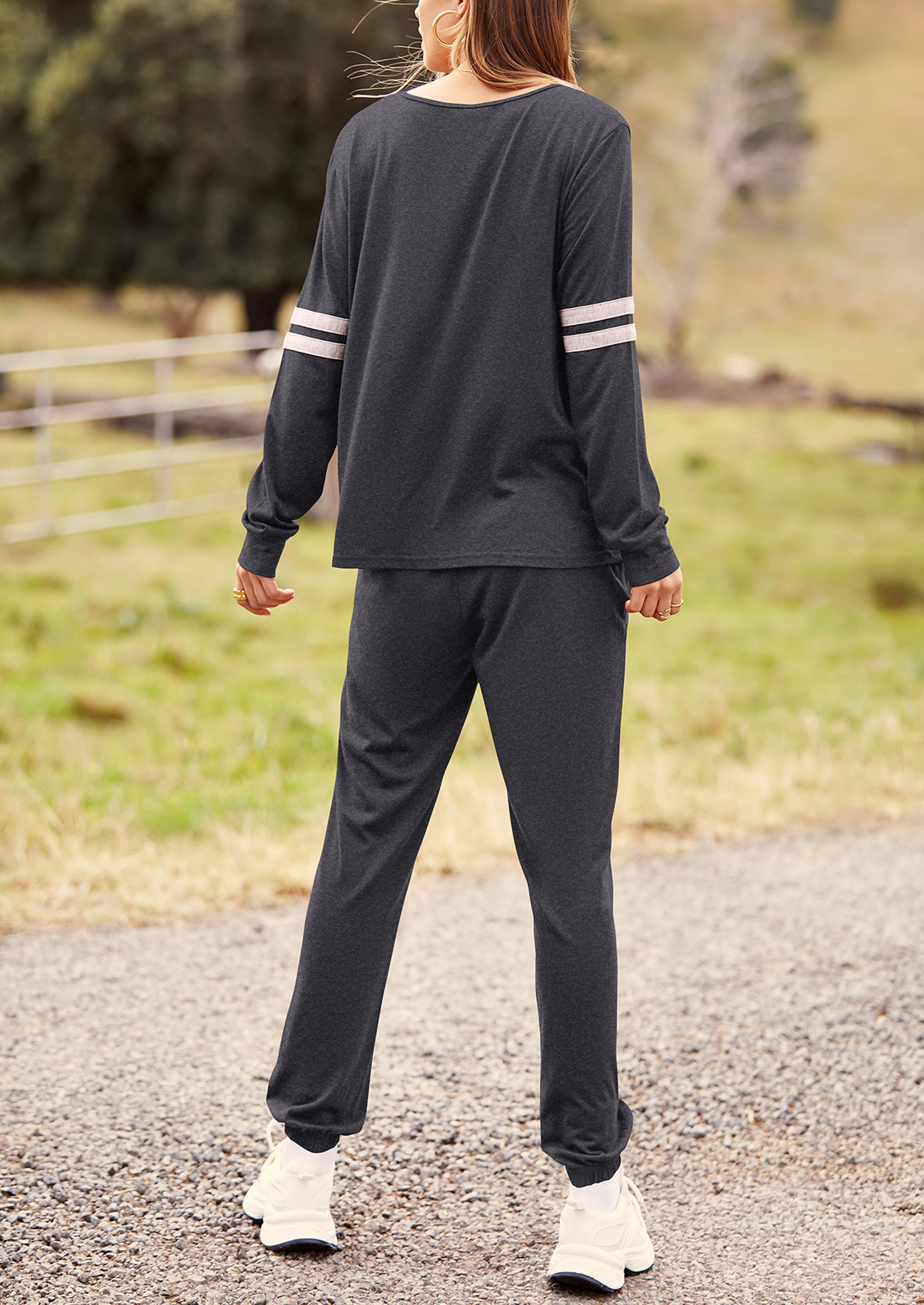 PRETTYGARDEN Women's Color Block 2 Piece Spring Tracksuit Crewneck Long Sleeve Tops Long Sweatpants Outfits Lounge Sets