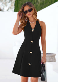 PRETTYGARDEN Cocktail Dresses for Women Short Summer Elegant Halter V Neck Sleeveless A Line Spring Mini Party Dress PRETTYGARDEN