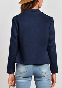 PRETTYGARDEN Women's Faux Suede Jackets Fashion Fall Clothes Long Sleeve Open Front Cropped Coat Outwear