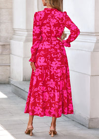 PRETTYGARDEN Women's Floral Maxi Dress Spring Long Sleeve V Neck Casual A Line Long Flowy Boho Party Dresses