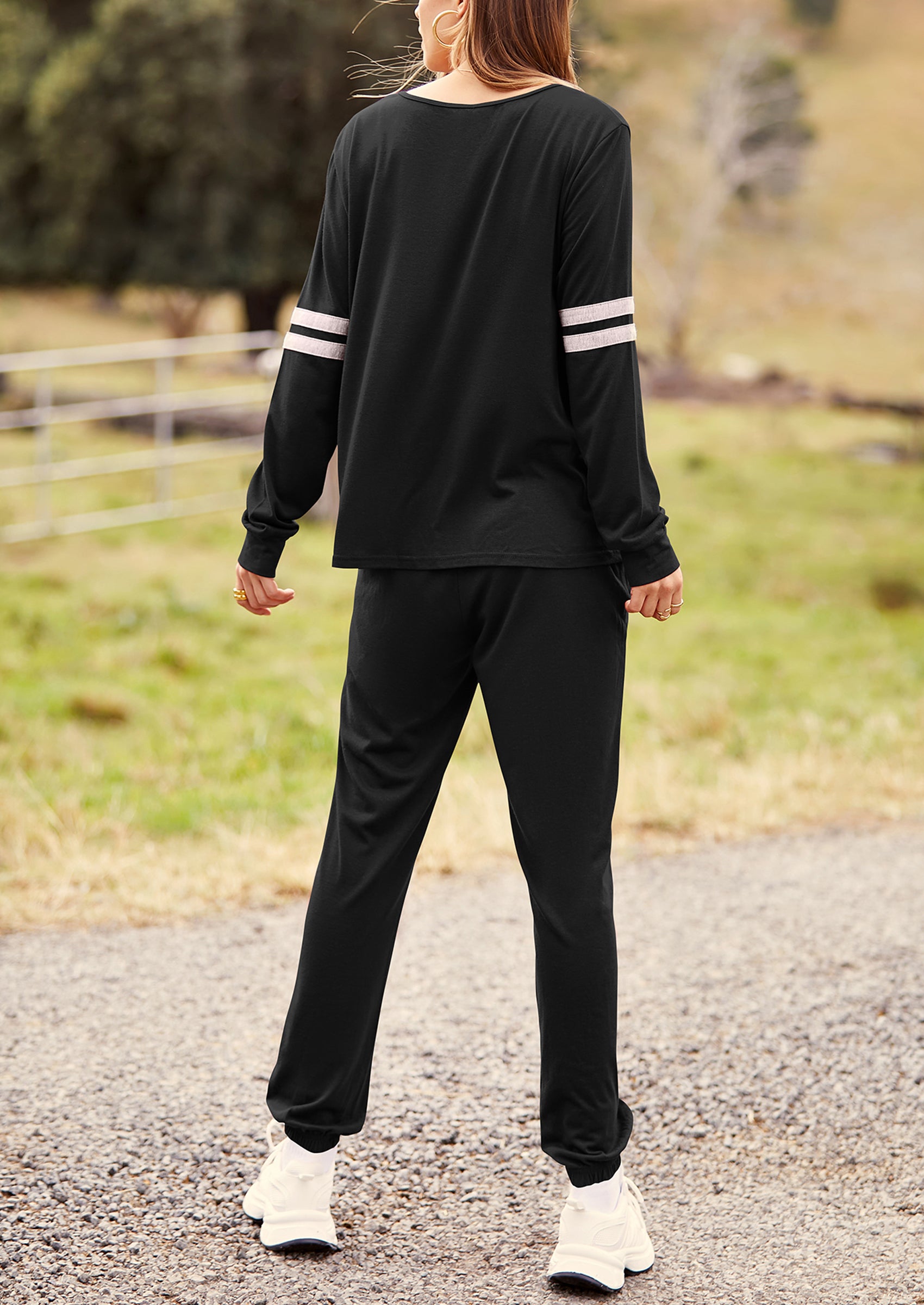 PRETTYGARDEN Women's Color Block 2 Piece Spring Tracksuit Crewneck Long Sleeve Tops Long Sweatpants Outfits Lounge Sets