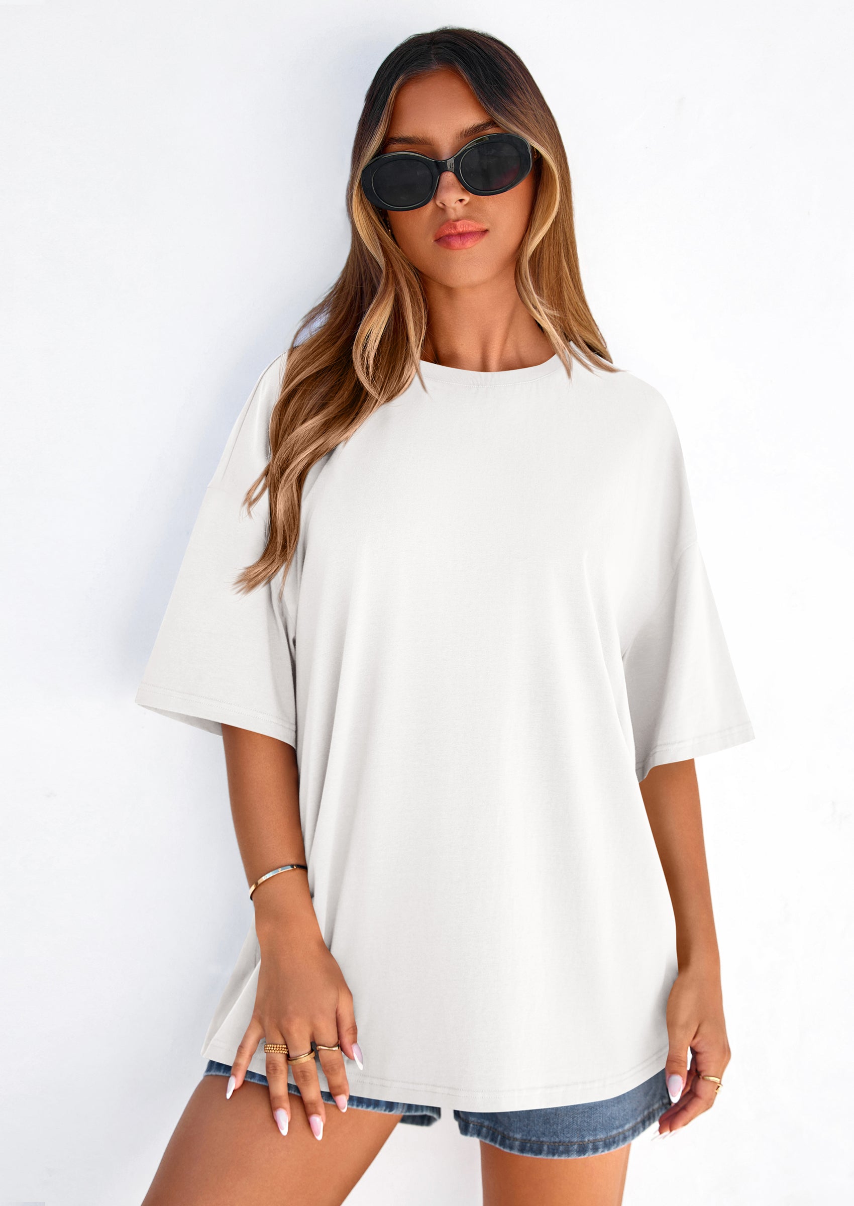 PRETTYGARDEN Women's Spring Going Out Tops Casual Short Sleeve Crewneck Loose Fit Basic Cute Tee Shirts Summer Outfits PRETTYGARDEN