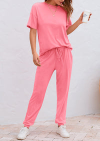 PRETTYGARDEN Women's Two Piece Lounge Sets Spring Summer Jogger Pants Vacation Outfits Travel Airplane Matching Clothes