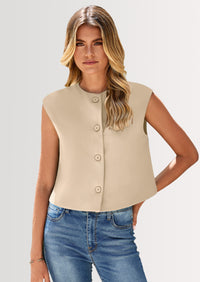 PRETTYGARDEN Women's Summer Suit Vest Dressy Casual Crop Tops Business Work Office Clothes Trendy Blazer Waistcoat