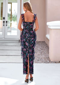 PRETTYGARDEN Women's Spring Wedding Guest Dress Summer Formal Sleeveless Elegant Floral Lace Cocktail Maxi Long Dresses