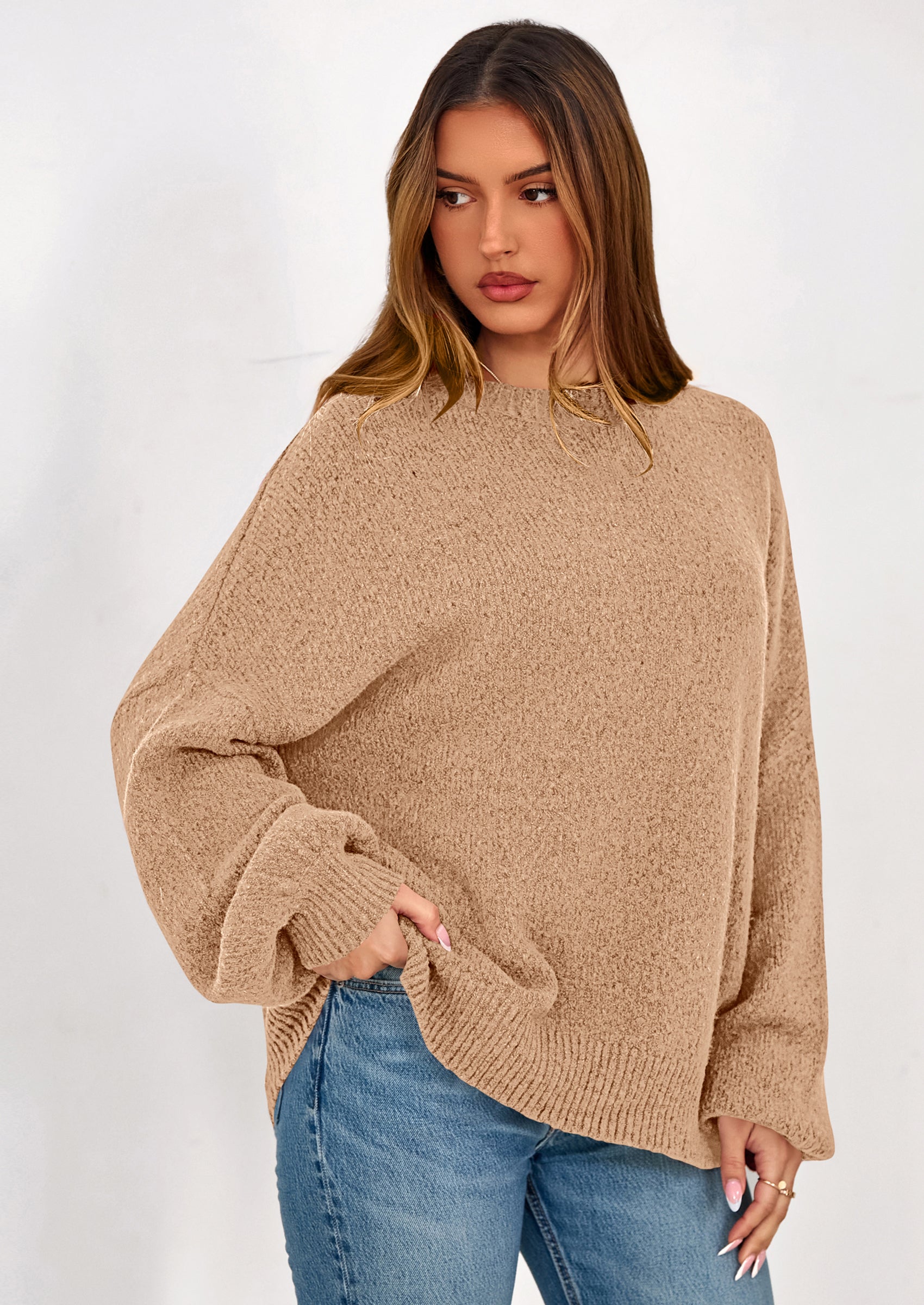 PRETTYGARDEN Sweaters for Women Fall Chunky Knit Long Sleeve Crew Neck Oversized Pullover Tops Winter Fashion Clothing