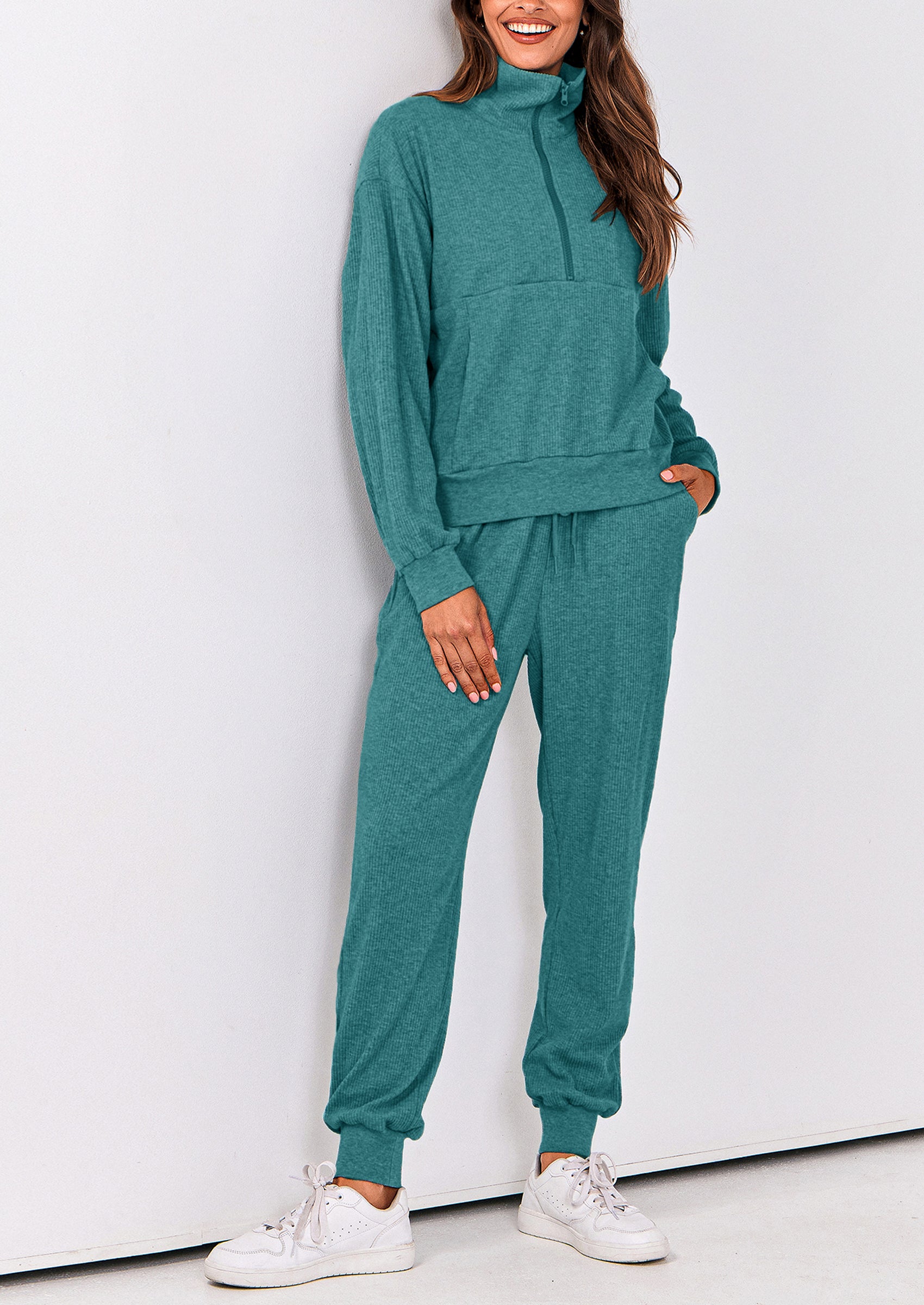 PRETTYGARDEN Women's Fall 2 Piece Lounge Sets Zip Up Sweatshirt Jogger Pants Sweat Track Suits Travel Outfit Winter Clothing