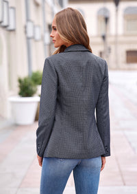 PRETTYGARDEN Fall Blazers for Women Business Casual | Long Sleeve Plaid Houndstooth, Notch Lapel Pockets, Oversized Blazer Outerwear, Trendy Suit Jackets, 2026 Winter Work Outfits