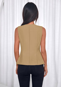 PRETTYGARDEN Womens Vests Top Trendy 2026 Spring Sleeveless Blazer Suit Summer Business Casual Work Button Down Waistcoat PRETTYGARDEN