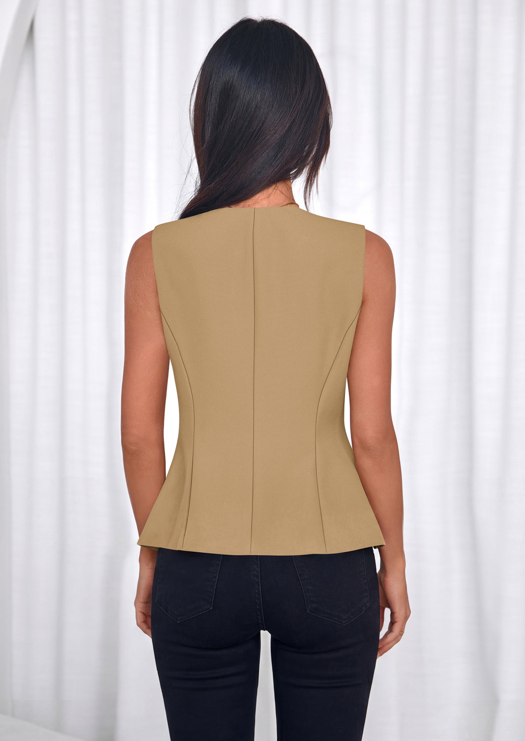 PRETTYGARDEN Womens Vests Top Trendy 2026 Spring Sleeveless Blazer Suit Summer Business Casual Work Button Down Waistcoat PRETTYGARDEN