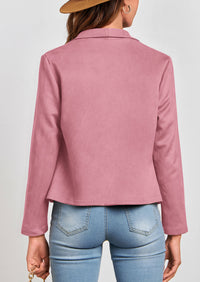 PRETTYGARDEN Women's Faux Suede Jackets Fashion Fall Clothes Long Sleeve Open Front Cropped Coat Outwear