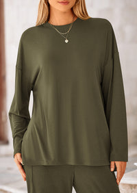 PRETTYGARDEN Women's 2 Piece Outfits Casual Short Sleeve Pullover Tops and Wide Leg Pants Lounge Sets Tracksuits