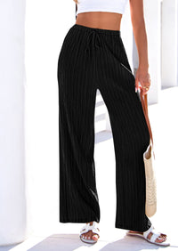 PRETTYGARDEN Womens Palazzo Pants Summer Fashion High Waisted Wide Leg Drawstring Flowy Beach Trousers with Pockets PRETTYGARDEN