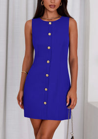 PRETTYGARDEN Work Dresses for Women Spring Business Formal Short Dress Sleeveless Button Down Elegant Office Outfits