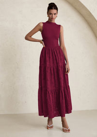 PRETTYGARDEN Dresses for Women Casual Eyelet Sleeveless Wedding Guest Maxi Dress Tank Top Sundress with Pockets