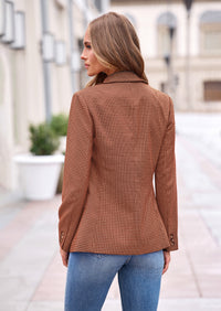 PRETTYGARDEN Fall Blazers for Women Business Casual | Long Sleeve Plaid Houndstooth, Notch Lapel Pockets, Oversized Blazer Outerwear, Trendy Suit Jackets, 2026 Winter Work Outfits
