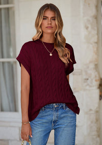 PRETTYGARDEN Women's Sweater Vest Summer Short Sleeve Tops Casual Crewneck Knit Oversized Pullover Trendy Spring Outfits PRETTYGARDEN