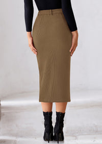 PRETTYGARDEN Corduroy Skirt Women Fall Fashion High Waisted Pencil Midi Skirts Business Casual Work Office Winter Outfit