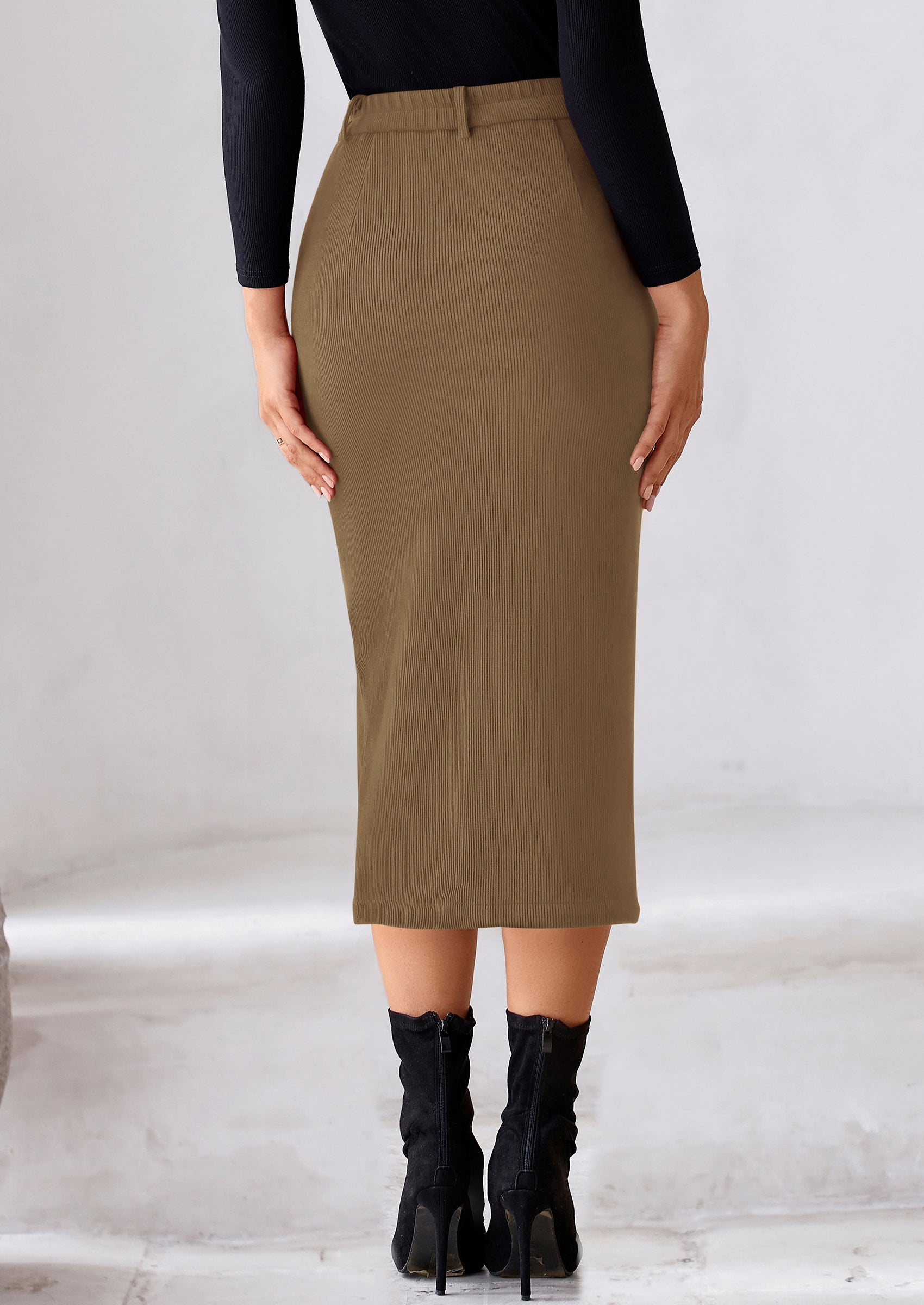 PRETTYGARDEN Corduroy Skirt Women Fall Fashion High Waisted Pencil Midi Skirts Business Casual Work Office Winter Outfit