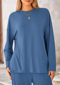 PRETTYGARDEN Women's 2 Piece Outfits Casual Short Sleeve Pullover Tops and Wide Leg Pants Lounge Sets Tracksuits