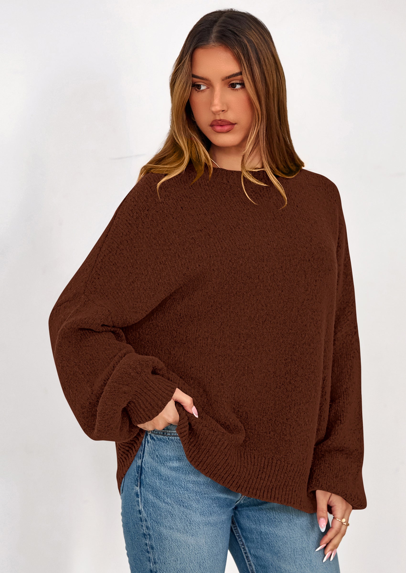 PRETTYGARDEN Sweaters for Women Fall Chunky Knit Long Sleeve Crew Neck Oversized Pullover Tops Winter Fashion Clothing