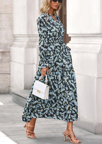 PRETTYGARDEN Women's Floral Maxi Dress Spring Long Sleeve V Neck Casual A Line Long Flowy Boho Party Dresses