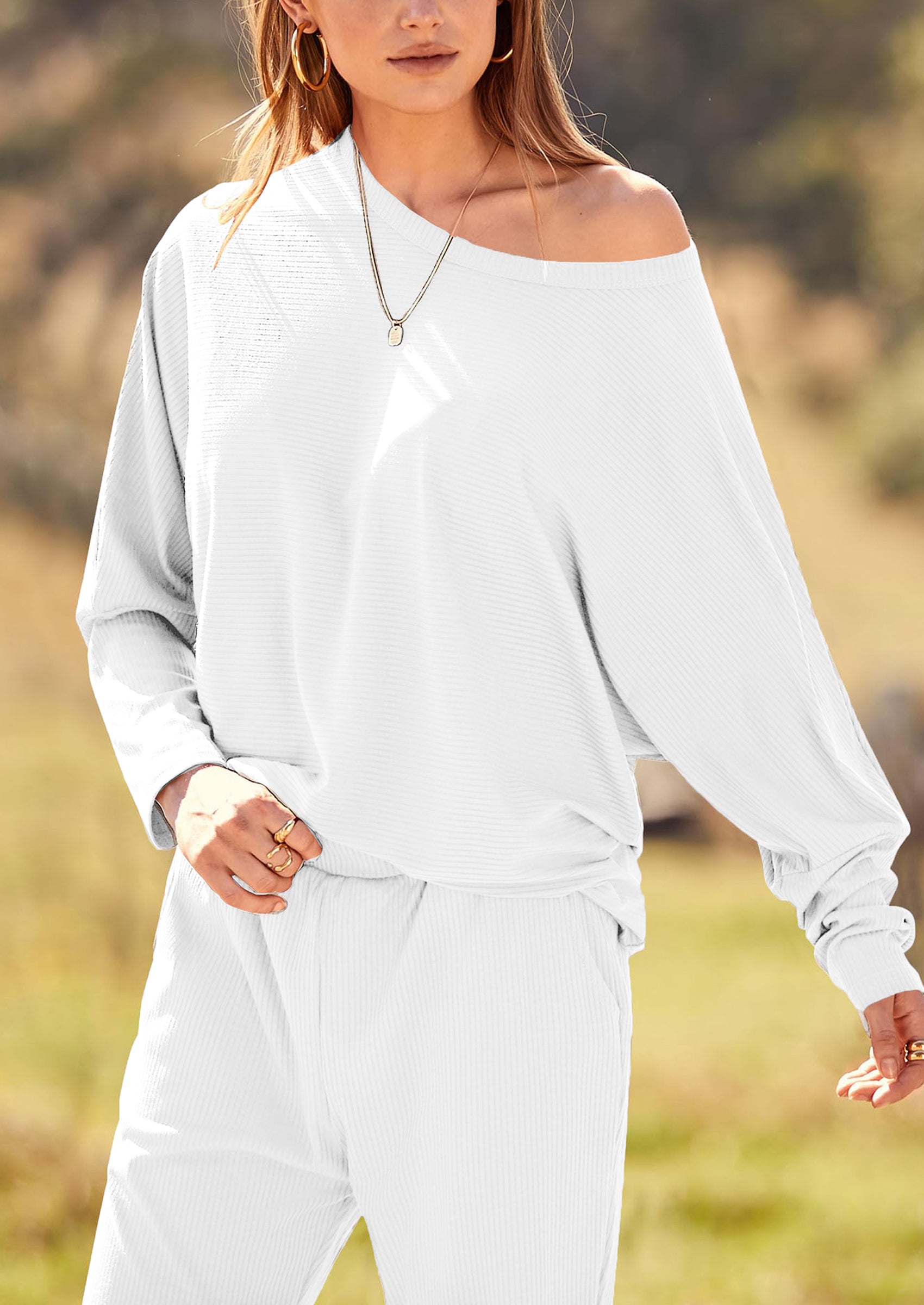 PRETTYGARDEN Women's Fall 2 Piece Lounge Set Long Sleeve Tops Ribbed Pants Spring Matching Sweatsuit Travel Outfits Clothes