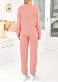 KIRUNDO Lounge Sets for Women Travel Airport Outfits Lightweight Tops Drawstring Pants Tracksuit Jogger Set Postpartum