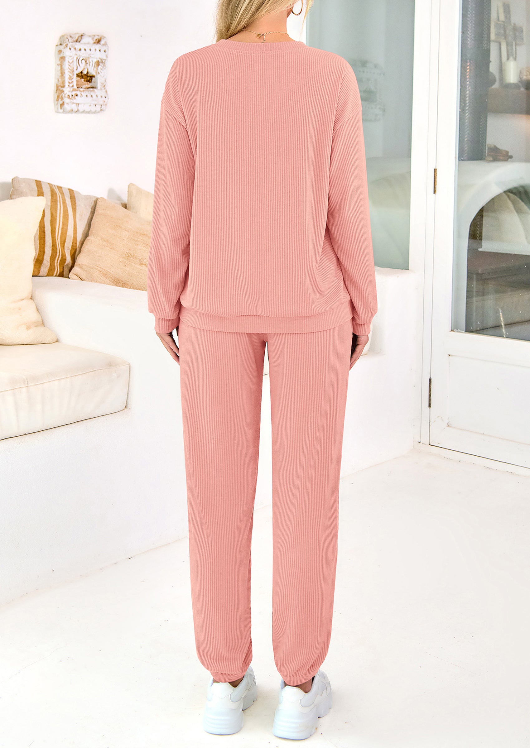 KIRUNDO Lounge Sets for Women Travel Airport Outfits Lightweight Tops Drawstring Pants Tracksuit Jogger Set Postpartum