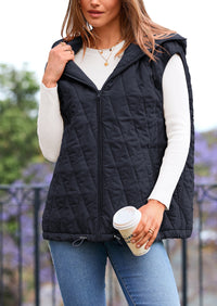 PRETTYGARDEN Women's Fall Spring Vest Casual Sleeveless Hooded Zip Up Jacket Trendy Winter Coat Outerwear PRETTYGARDEN