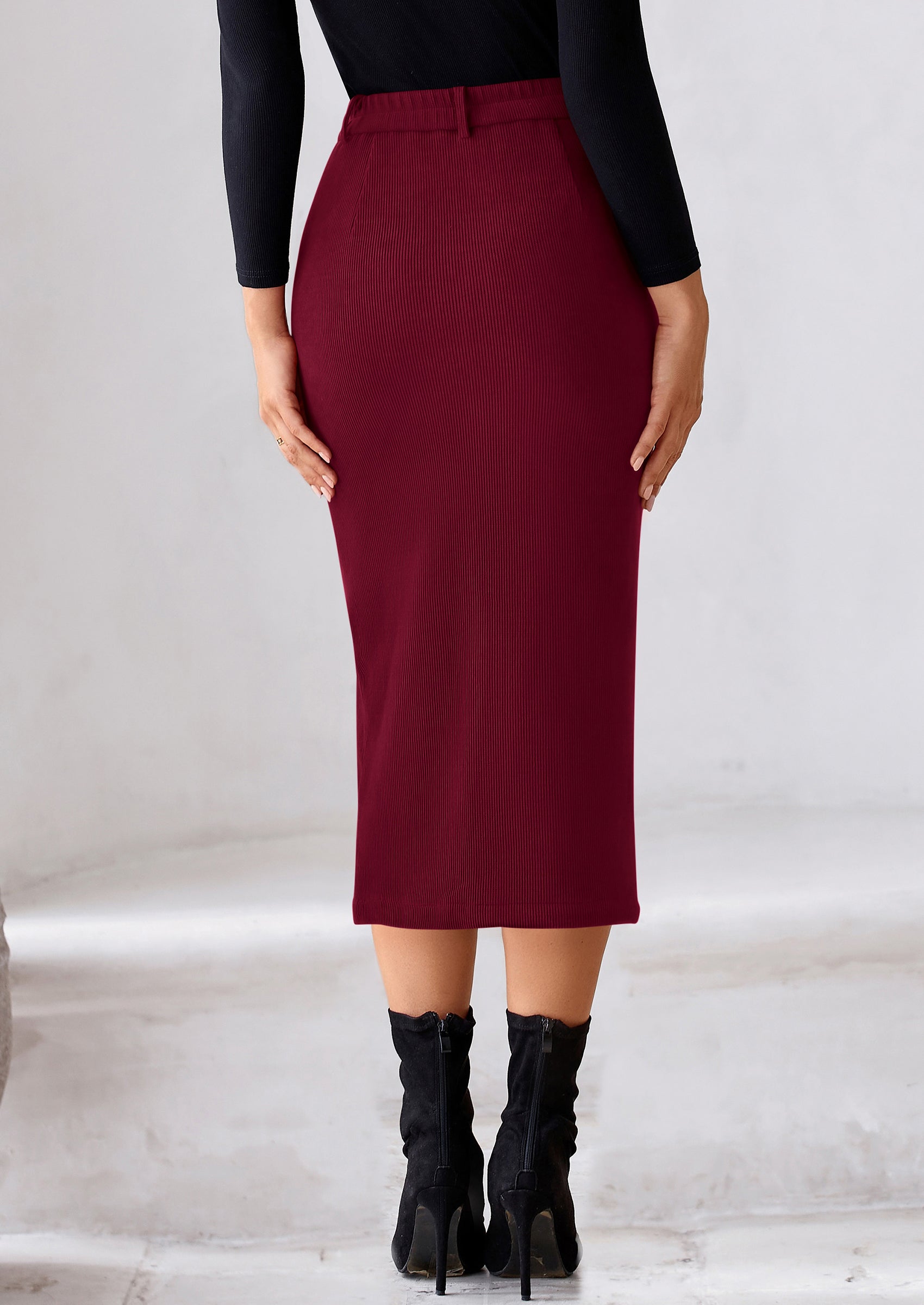 PRETTYGARDEN Corduroy Skirt Women Fall Fashion High Waisted Pencil Midi Skirts Business Casual Work Office Winter Outfit