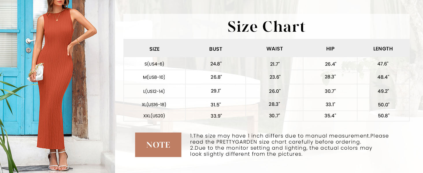 PRETTYGARDEN Women's Casual Maxi Dresses Ribbed Knit Sleeveless Bodycon Elegant Going Out Beach Vacation Clothes