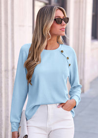 PRETTYGARDEN Long Sleeve Shirts for Women Waffle Knit Tops Fall Fashion Dressy Casual Loose Tunic Blouse Winter Clothing