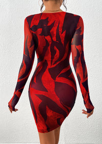 PRETTYGARDEN Women's Mini Dress Fall Trendy Tie Dye Print Long Sleeve Club Party Homecoming Casual Bodycon Dresses