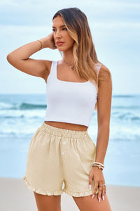 PRETTYGARDEN Womens Boxer Shorts Y2K Ruffle Pajama Summer Spring Lounge Sleep Striped Casual Beach Pj Bottoms Pockets PRETTYGARDEN