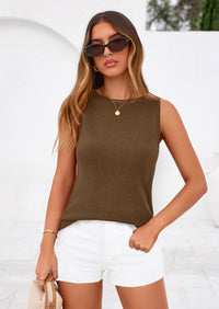 PRETTYGARDEN Tank Top for Women Summer Sleeveless Sweater Tops Spring Business Casual Work Shirts Ribbed Knit Blouses