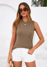 PRETTYGARDEN Tank Top for Women Summer Sleeveless Sweater Tops Spring Business Casual Work Shirts Ribbed Knit Blouses