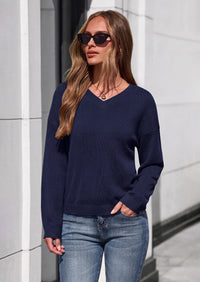 PRETTYGARDEN Women's Fall Fashion V Neck Cozy Sweaters | Soft Stretchy Warm, Chunky Knit Pullover, Loose Fit Long Sleeve Tops, Dressy Casual Blouses,Trendy Holiday Winter Outfits