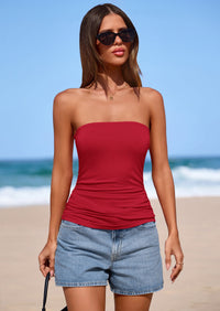 PRETTYGARDEN Women Tube Tops Strapless Going Out Crop Top Spring Fashion Y2K Summer Bandeau Shirt Beach Vacation Clothes PRETTYGARDEN
