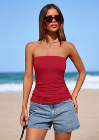 PRETTYGARDEN Women Tube Tops Strapless Going Out Crop Top Spring Fashion Y2K Summer Bandeau Shirt Beach Vacation Clothes PRETTYGARDEN