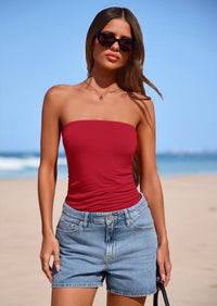 PRETTYGARDEN Women Tube Tops Strapless Going Out Crop Top Spring Fashion Y2K Summer Bandeau Shirt Beach Vacation Clothes PRETTYGARDEN