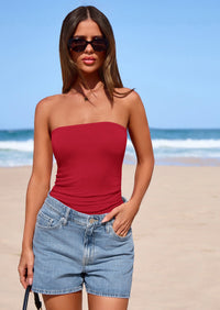 PRETTYGARDEN Women Tube Tops Strapless Going Out Crop Top Spring Fashion Y2K Summer Bandeau Shirt Beach Vacation Clothes PRETTYGARDEN