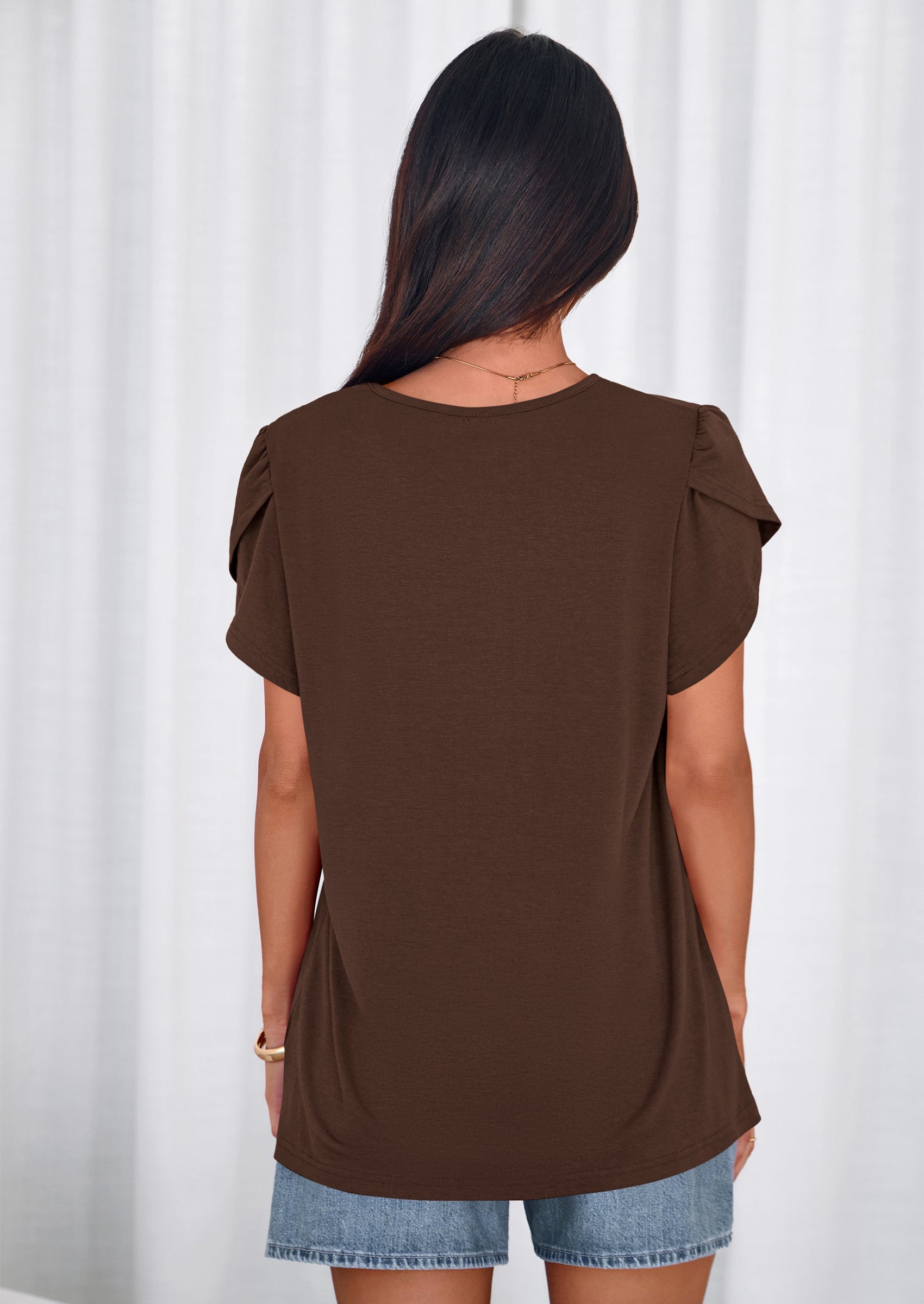 PRETTYGARDEN Summer Tops for Women Short Sleeve Crew Neck Pleated T Shirts Dressy Casual Blouses Spring Fashion Clothes PRETTYGARDEN