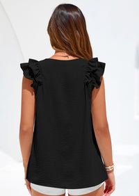 PRETTYGARDEN Womens Blouses Dressy Casual Summer V Neck Ruffle Cap Sleeve Business Work Tops Spring Teacher Shirts PRETTYGARDEN