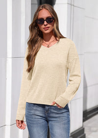 PRETTYGARDEN Women's Fall Fashion V Neck Cozy Sweaters | Soft Stretchy Warm, Chunky Knit Pullover, Loose Fit Long Sleeve Tops, Dressy Casual Blouses,Trendy Holiday Winter Outfits