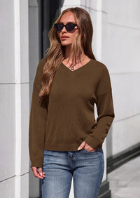PRETTYGARDEN Women's Fall Fashion V Neck Cozy Sweaters | Soft Stretchy Warm, Chunky Knit Pullover, Loose Fit Long Sleeve Tops, Dressy Casual Blouses,Trendy Holiday Winter Outfits