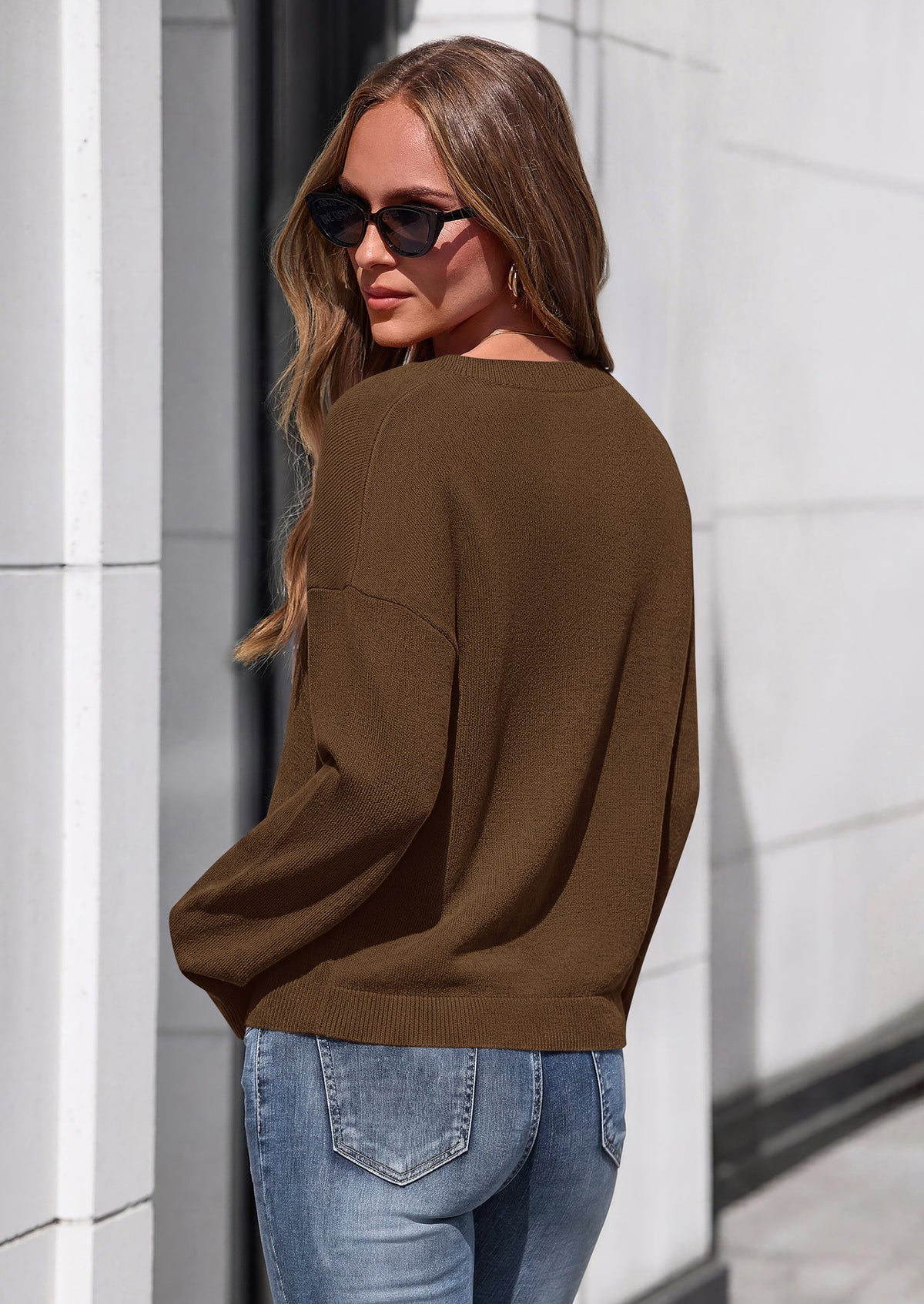 PRETTYGARDEN Women's Fall Fashion V Neck Cozy Sweaters | Soft Stretchy Warm, Chunky Knit Pullover, Loose Fit Long Sleeve Tops, Dressy Casual Blouses,Trendy Holiday Winter Outfits